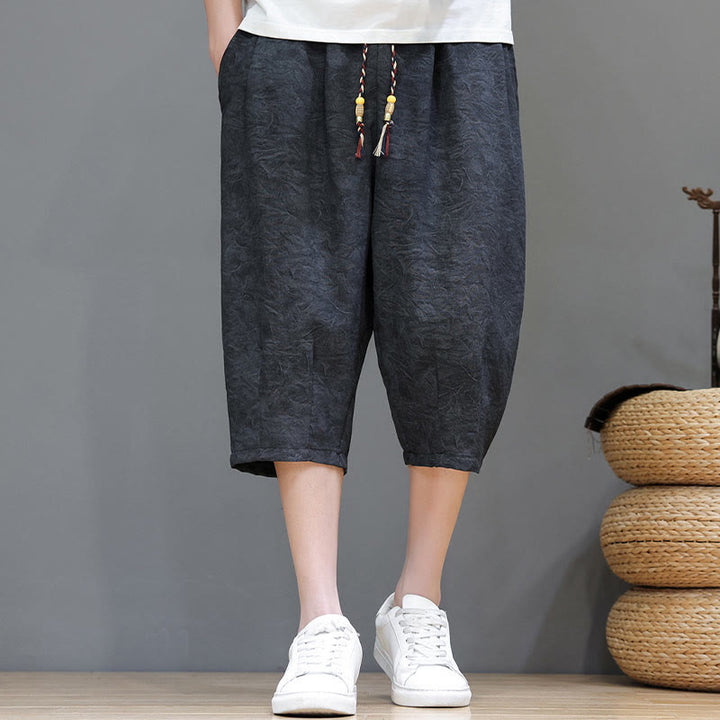 Buddha Stones Lässige Boho-Herrenshorts mit Kordelzug und Tasche - Schwarz - US/UK/AU48, EU58 (6XL) - image 8