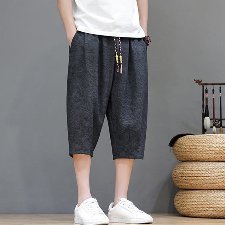 Buddha Stones Lässige Boho-Herrenshorts mit Kordelzug und Tasche - image 10