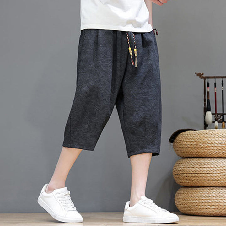 Buddha Stones Lässige Boho-Herrenshorts mit Kordelzug und Tasche - image 9