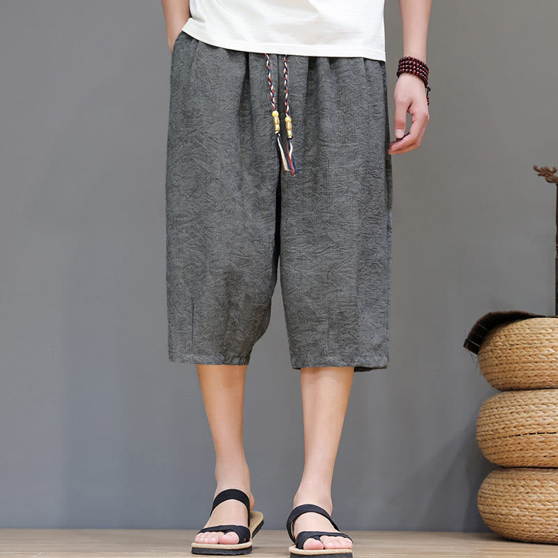 Buddha Stones Lässige Boho-Herrenshorts mit Kordelzug und Tasche - Hellgrau - US/UK/AU48, EU58 (6XL) - image 13