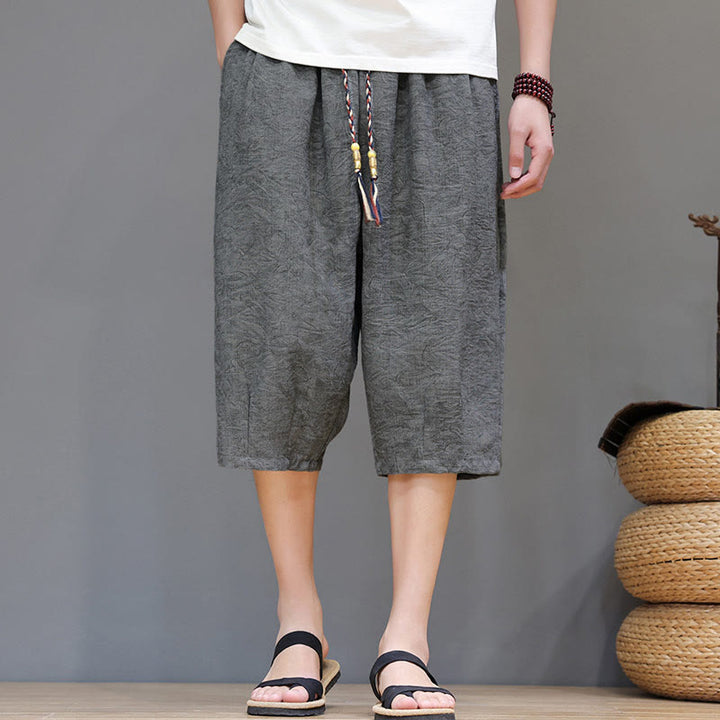 Buddha Stones Lässige Boho-Herrenshorts mit Kordelzug und Tasche - Hellgrau - US/UK/AU48, EU58 (6XL) - image 13