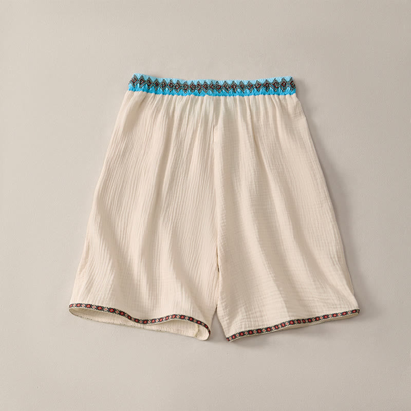 Buddha Stones Sommer Boho Casual Bermuda-Shorts mit Kordelzug und Taschen für Herren - image 1