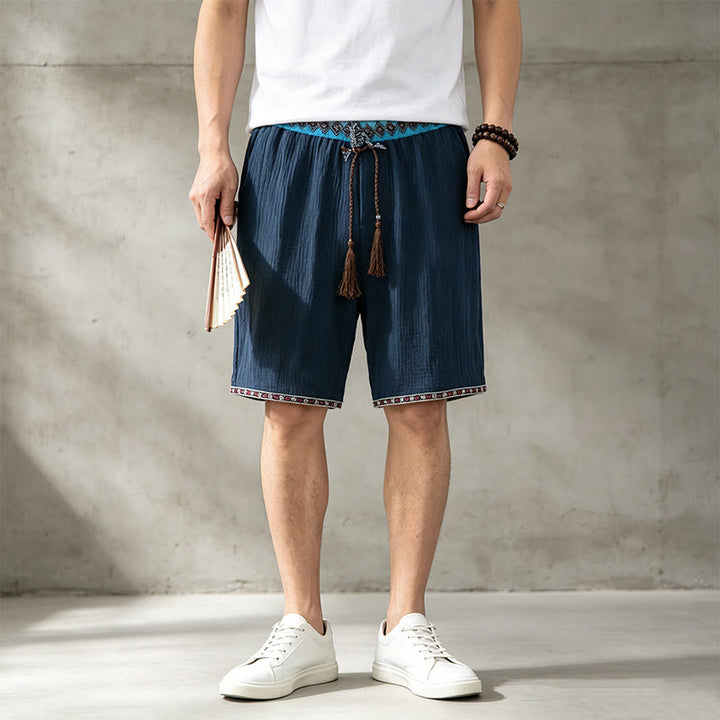 Buddha Stones Sommer Boho Casual Bermuda-Shorts mit Kordelzug und Taschen für Herren - image 9