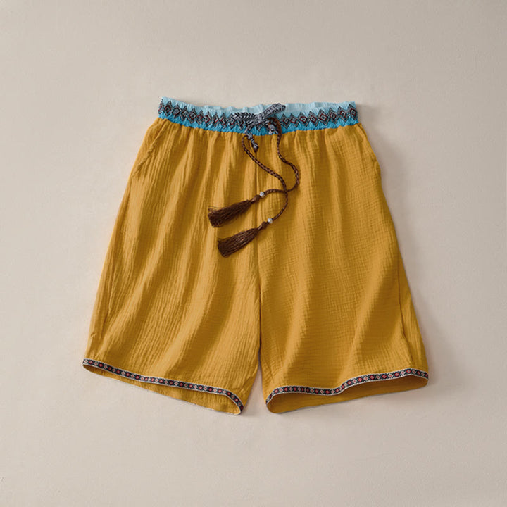 Buddha Stones Sommer Boho Casual Bermuda-Shorts mit Kordelzug und Taschen für Herren - Goldrute - US/UK/AU44, EU54 (3XL) - image 14
