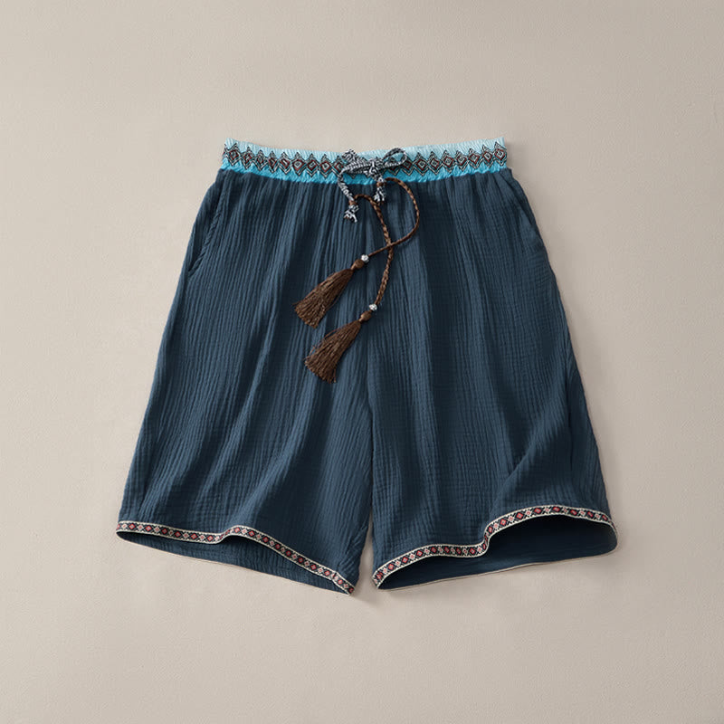 Buddha Stones Sommer Boho Casual Bermuda-Shorts mit Kordelzug und Taschen für Herren - Marine - US/UK/AU44, EU54 (3XL) - image 7