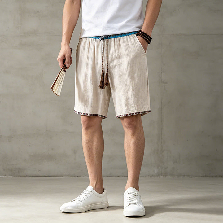 Buddha Stones Sommer Boho Casual Bermuda-Shorts mit Kordelzug und Taschen für Herren - image 2
