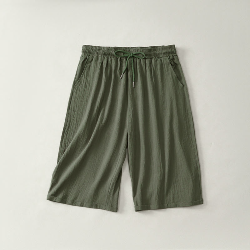 Buddha Stones Sommer-Freizeit-Bermuda-Shorts mit Kordelzug, einfarbig, Damen-Gerade-Bein-Hose mit Taschen - Dunkelolivgrün - US14, UK/AU18, EU46 (3XL) - image 7