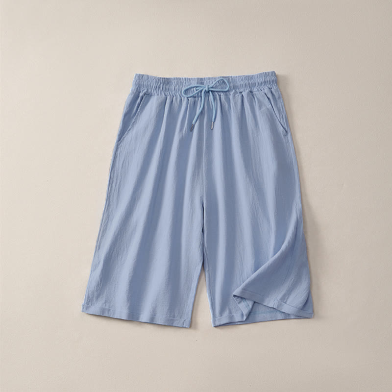 Buddha Stones Sommer-Freizeit-Bermuda-Shorts mit Kordelzug, einfarbig, Damen-Gerade-Bein-Hose mit Taschen - Hellblau - US14, UK/AU18, EU46 (3XL) - image 15