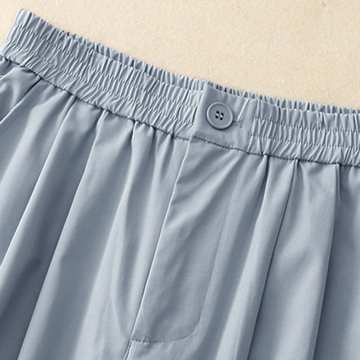 Buddha Stones Lässige, elegante Sommerhose mit Knopfleiste, Reißverschluss, Rüschensaum und Tasche - image 10