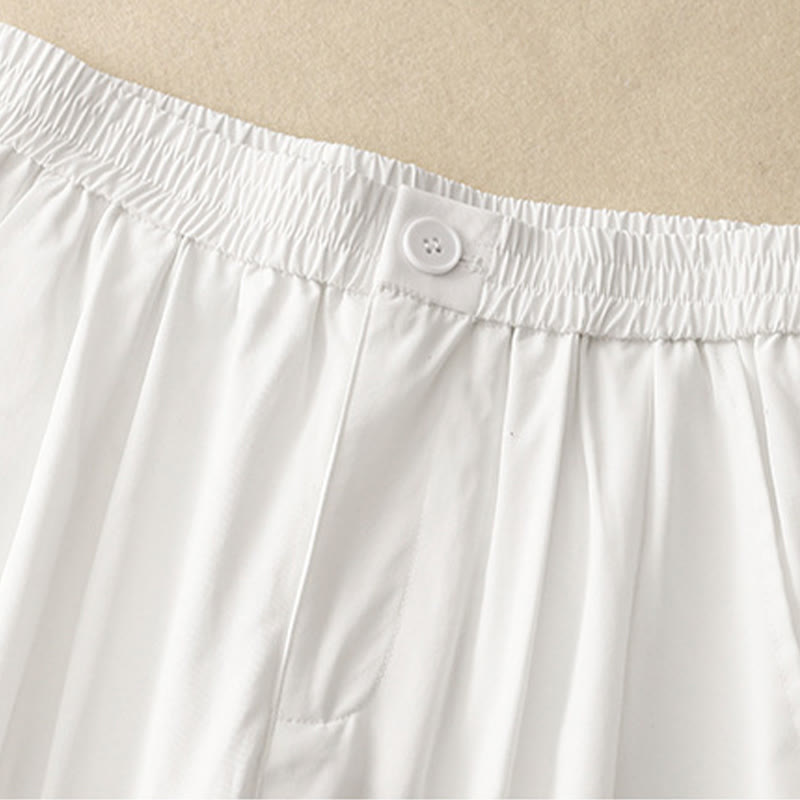 Buddha Stones Lässige, elegante Sommerhose mit Knopfleiste, Reißverschluss, Rüschensaum und Tasche - image 20