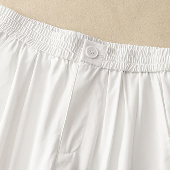 Buddha Stones Lässige, elegante Sommerhose mit Knopfleiste, Reißverschluss, Rüschensaum und Tasche - image 20