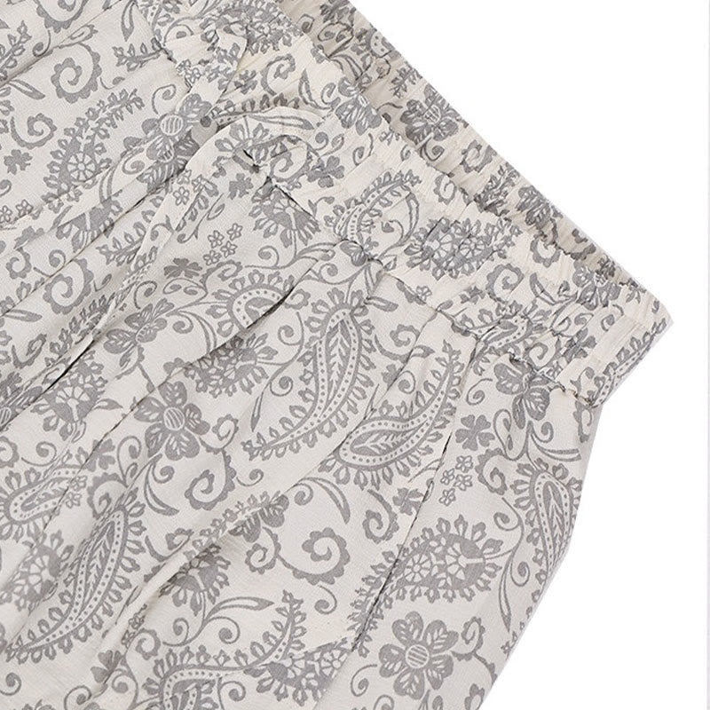 Buddha Stones Sommerliche Boho-Caprihose mit Kordelzug und Paisley-Muster, Herren-Haremshose mit Tasche - image 29