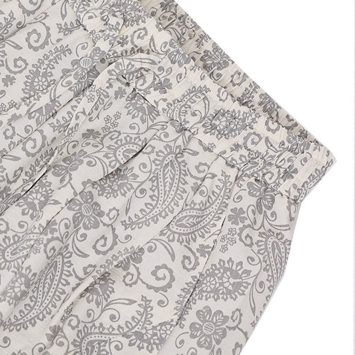 Buddha Stones Sommerliche Boho-Caprihose mit Kordelzug und Paisley-Muster, Herren-Haremshose mit Tasche - image 29