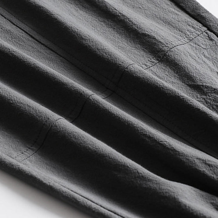 Buddha Stones Lässige Sommerhose mit Kordelzug, elastischem Bund, einfarbig, knöchellang, Herrenhose mit schmal zulaufendem Bein und Taschen - image 7