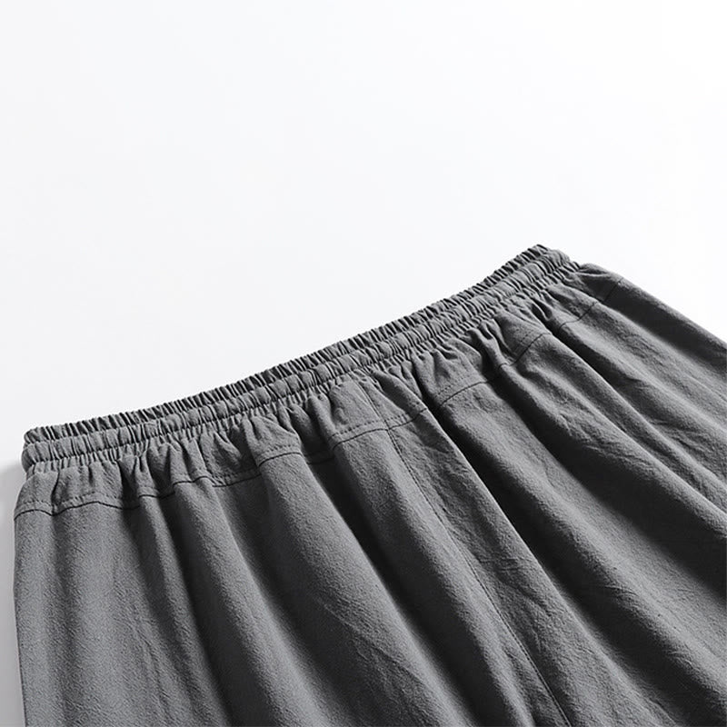 Buddha Stones Lässige Sommerhose mit Kordelzug, elastischem Bund, einfarbig, knöchellang, Herrenhose mit schmal zulaufendem Bein und Taschen - image 3