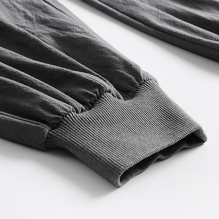 Buddha Stones Lässige Sommerhose mit Kordelzug, elastischem Bund, einfarbig, knöchellang, Herrenhose mit schmal zulaufendem Bein und Taschen - image 8