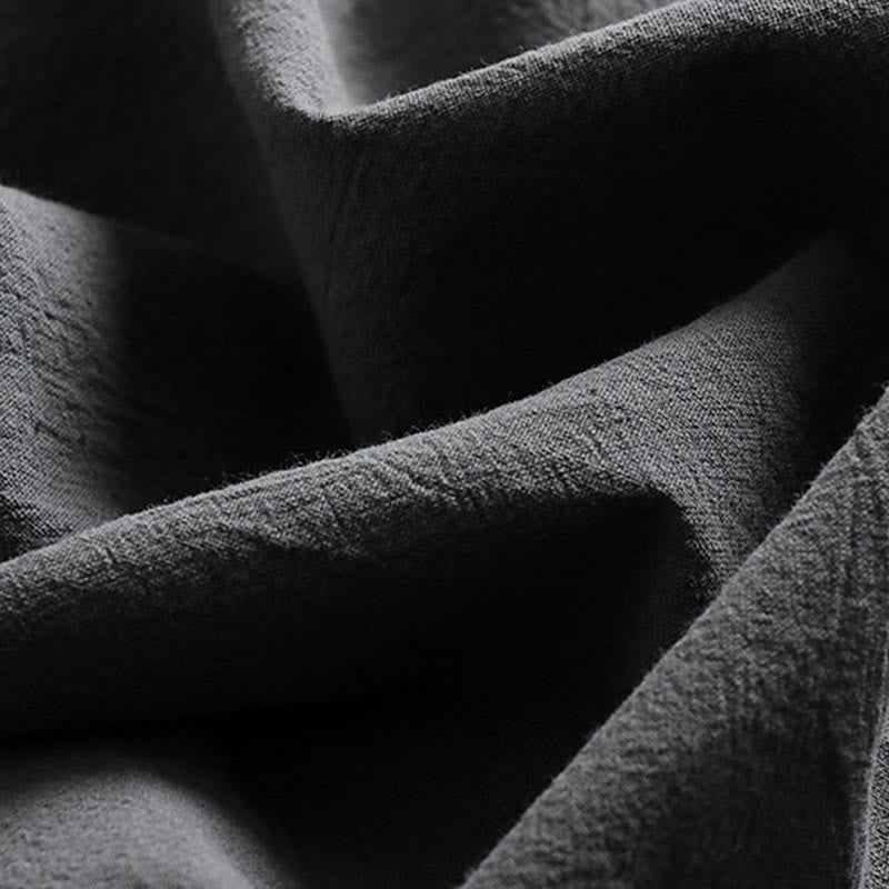 Buddha Stones Lässige Sommerhose mit Kordelzug, elastischem Bund, einfarbig, knöchellang, Herrenhose mit schmal zulaufendem Bein und Taschen - image 9