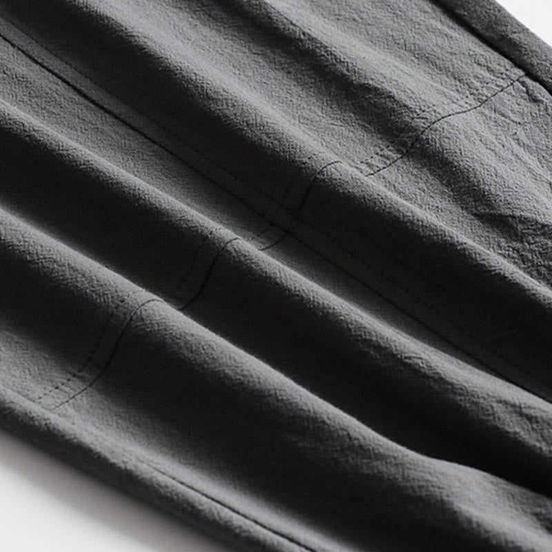 Buddha Stones Lässige Sommerhose mit Kordelzug, elastischem Bund, einfarbig, knöchellang, Herrenhose mit schmal zulaufendem Bein und Taschen - image 7