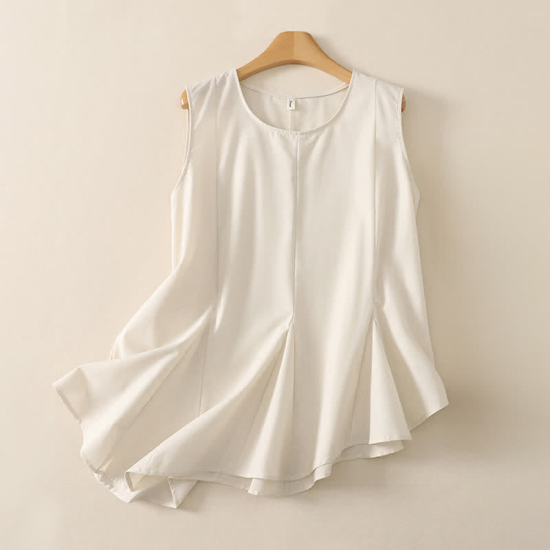 Buddha Stones Minimalistisches, schlichtes Tanktop mit Rundhalsausschnitt für Damen – ärmelloses Modell - Beige - US8-10, UK/AU12-14, EU40-42 (2XL) - image 5