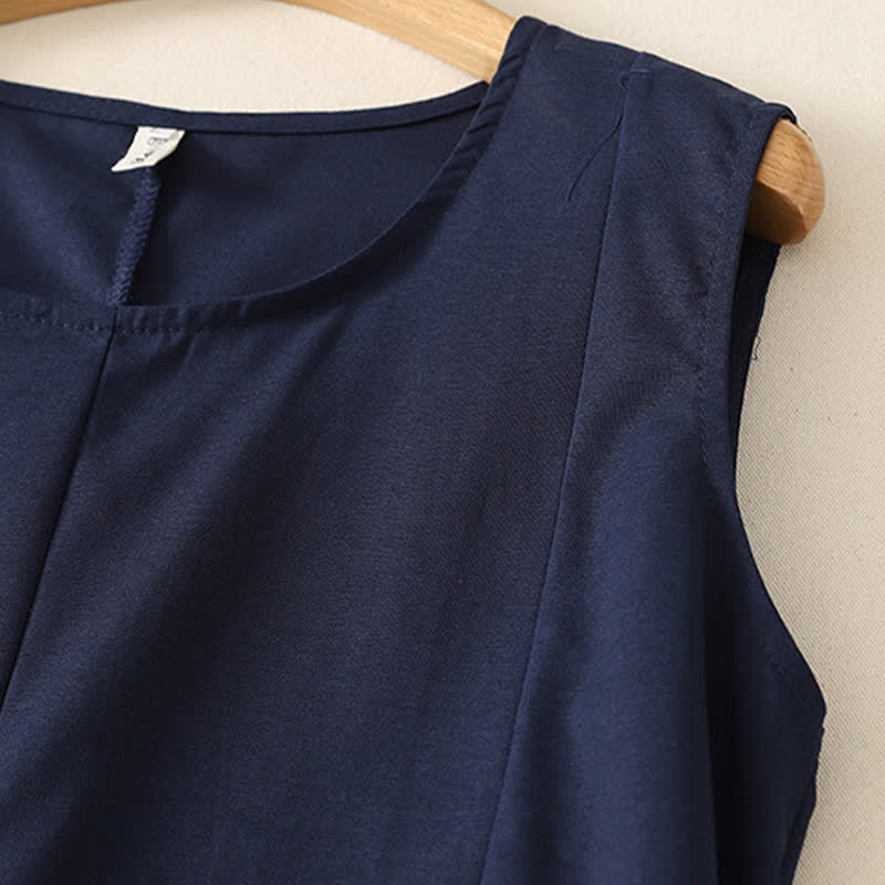 Buddha Stones Minimalistisches, schlichtes Tanktop mit Rundhalsausschnitt für Damen – ärmelloses Modell - image 3