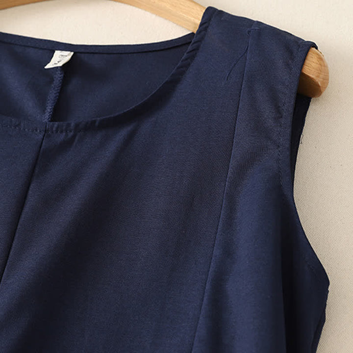 Buddha Stones Minimalistisches, schlichtes Tanktop mit Rundhalsausschnitt für Damen – ärmelloses Modell - image 3