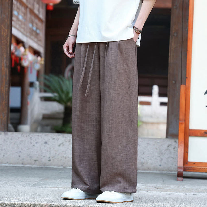 Buddha Stones Lässige, minimalistische Sommerhose mit Kordelzug und elastischem Bund, geradem Bein und Tasche - image 17
