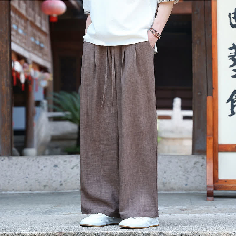 Buddha Stones Lässige, minimalistische Sommerhose mit Kordelzug und elastischem Bund, geradem Bein und Tasche - image 19