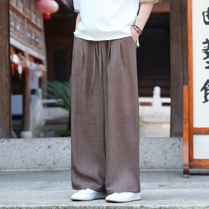 Buddha Stones Lässige, minimalistische Sommerhose mit Kordelzug und elastischem Bund, geradem Bein und Tasche - image 19