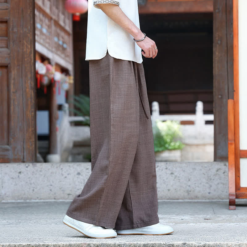 Buddha Stones Lässige, minimalistische Sommerhose mit Kordelzug und elastischem Bund, geradem Bein und Tasche - image 18
