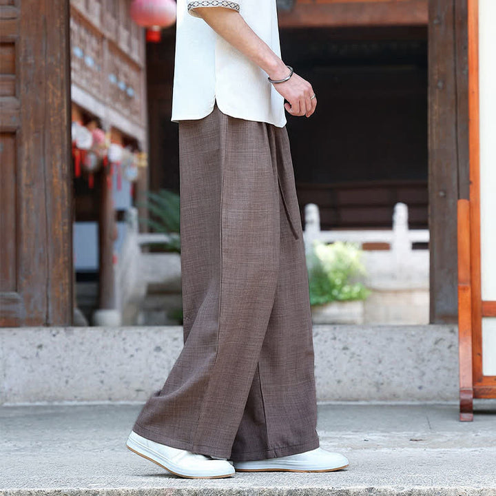 Buddha Stones Lässige, minimalistische Sommerhose mit Kordelzug und elastischem Bund, geradem Bein und Tasche - image 18