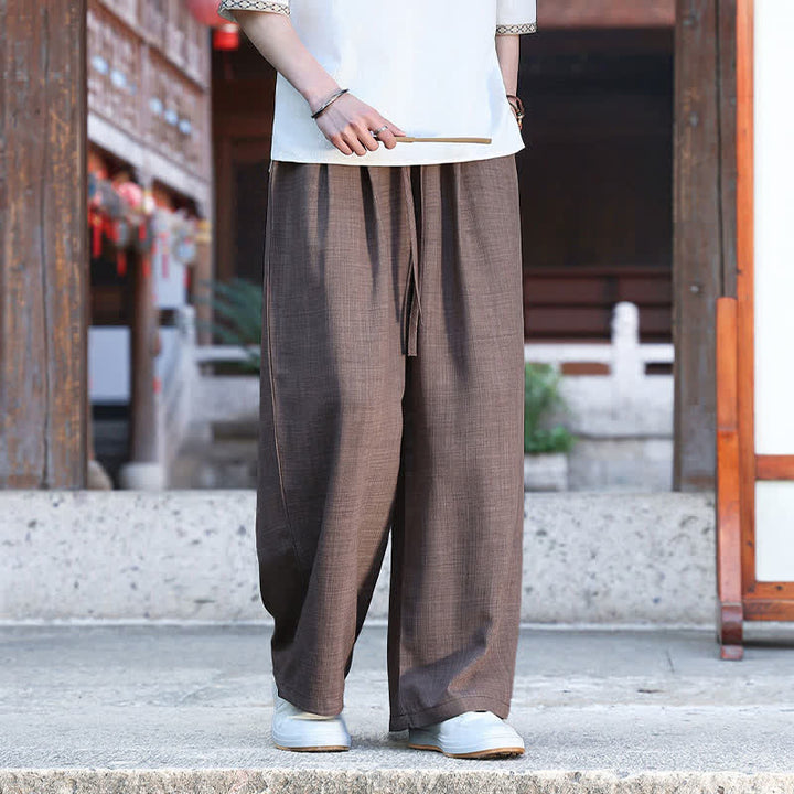 Buddha Stones Lässige, minimalistische Sommerhose mit Kordelzug und elastischem Bund, geradem Bein und Tasche - image 16