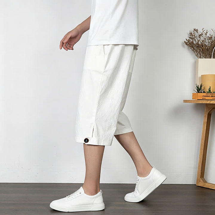Buddha Stones Lässige, minimalistische Sommer-Halbhose mit Kordelzug, geradem Bein und Tasche - image 17