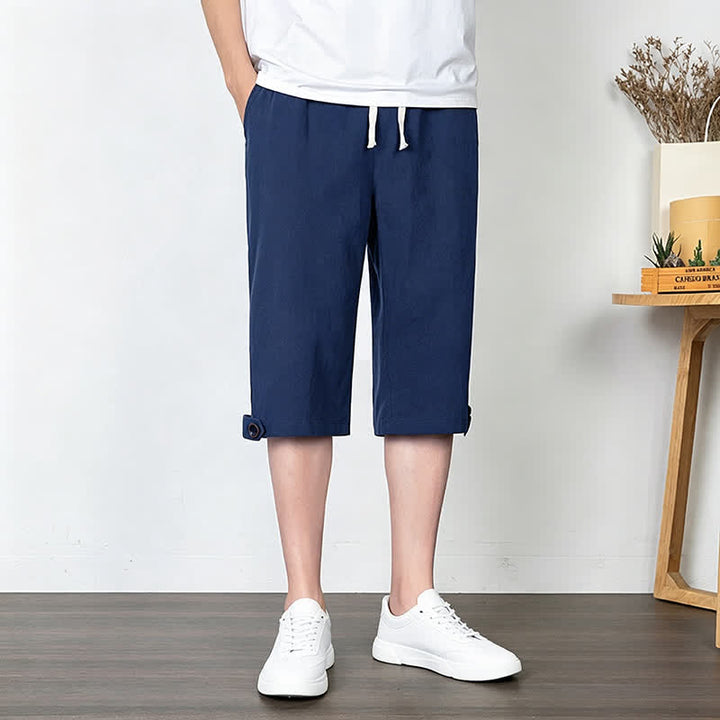 Buddha Stones Lässige, minimalistische Sommer-Halbhose mit Kordelzug, geradem Bein und Tasche - image 4