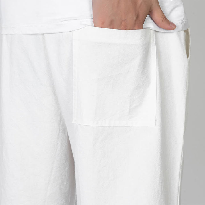 Buddha Stones Lässige, minimalistische Sommer-Halbhose mit Kordelzug, geradem Bein und Tasche - image 20