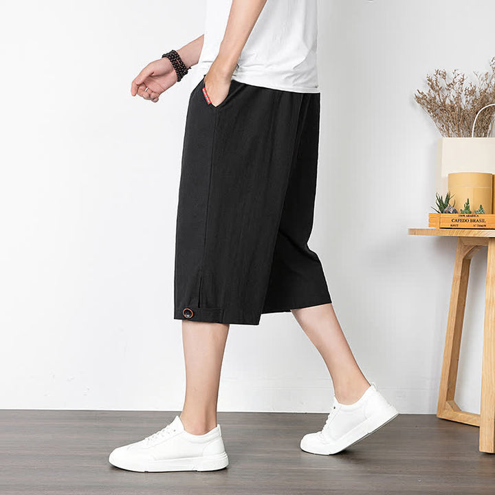 Buddha Stones Lässige, minimalistische Sommer-Halbhose mit Kordelzug, geradem Bein und Tasche - image 7