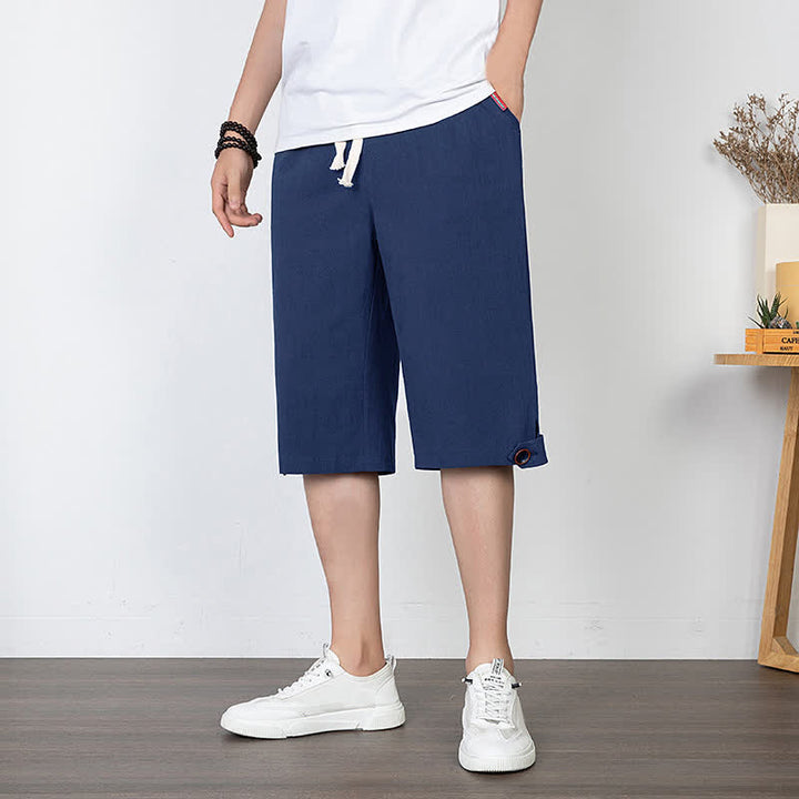 Buddha Stones Lässige, minimalistische Sommer-Halbhose mit Kordelzug, geradem Bein und Tasche - image 5