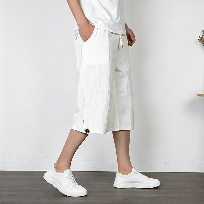 Buddha Stones Lässige, minimalistische Sommer-Halbhose mit Kordelzug, geradem Bein und Tasche - image 16