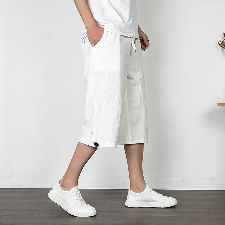 Buddha Stones Lässige, minimalistische Sommer-Halbhose mit Kordelzug, geradem Bein und Tasche - image 16