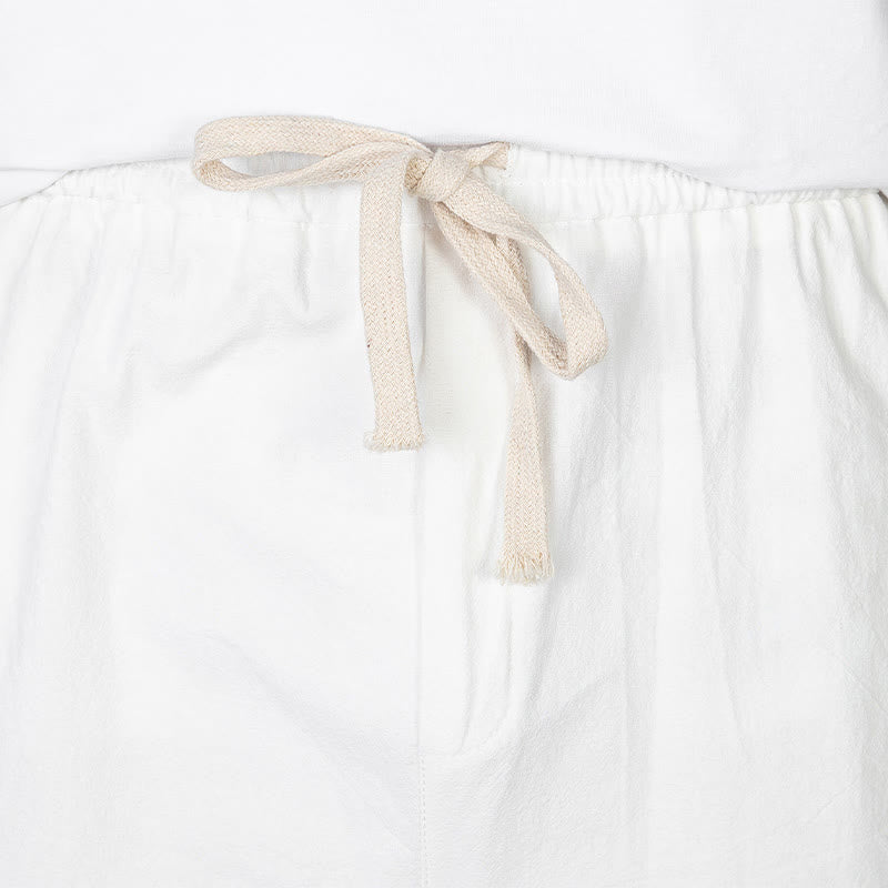 Buddha Stones Lässige, minimalistische Sommer-Halbhose mit Kordelzug, geradem Bein und Tasche - image 18