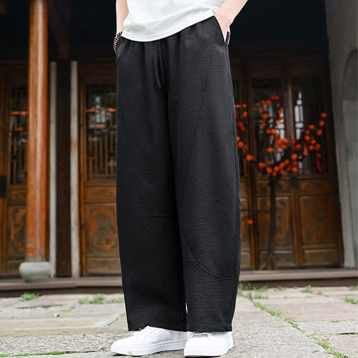 Buddha Stones Lässige, minimalistische Sommerhose mit Kordelzug, geradem Bein und Tasche - image 12