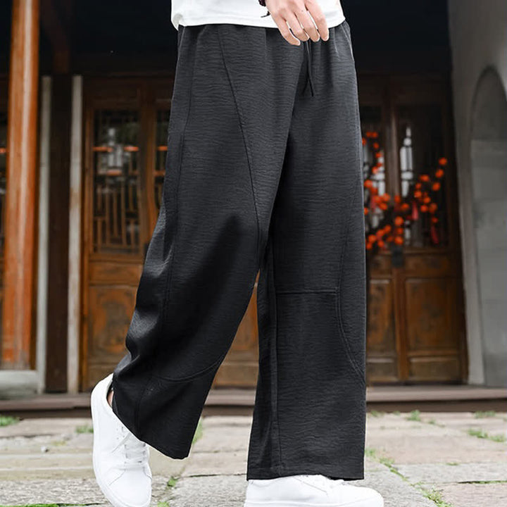 Buddha Stones Lässige, minimalistische Sommerhose mit Kordelzug, geradem Bein und Tasche - image 8