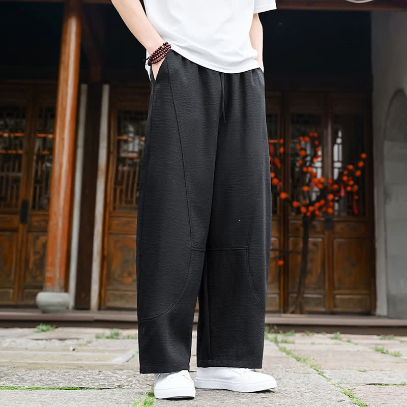 Buddha Stones Lässige, minimalistische Sommerhose mit Kordelzug, geradem Bein und Tasche - image 9