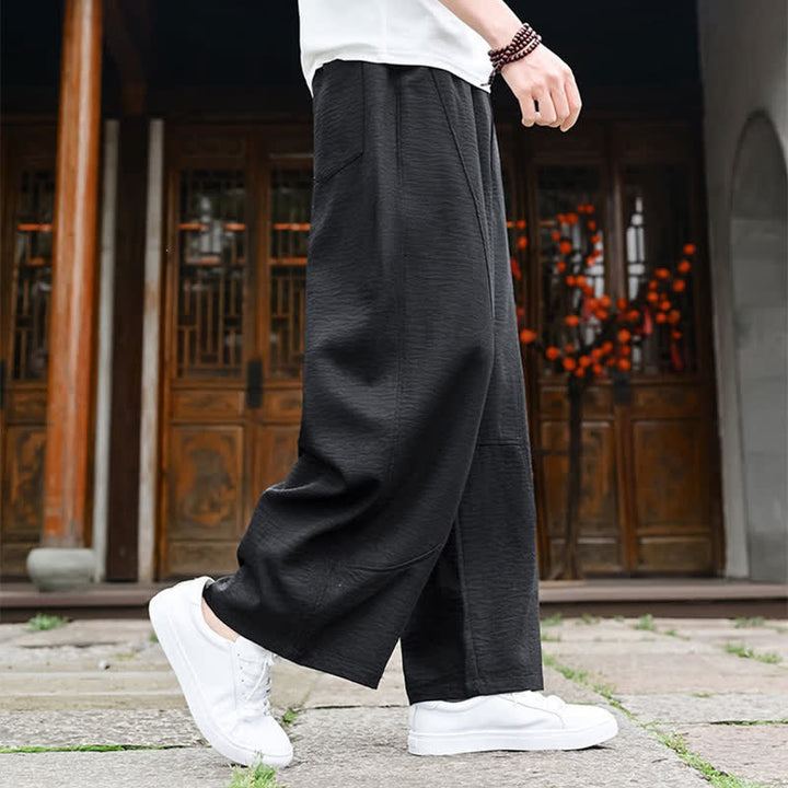 Buddha Stones Lässige, minimalistische Sommerhose mit Kordelzug, geradem Bein und Tasche - image 11