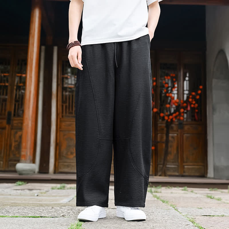 Buddha Stones Lässige, minimalistische Sommerhose mit Kordelzug, geradem Bein und Tasche - image 13