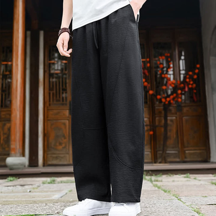 Buddha Stones Lässige, minimalistische Sommerhose mit Kordelzug, geradem Bein und Tasche - image 10