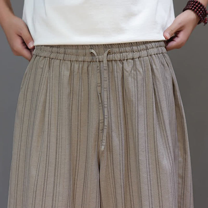 Buddha Stones Lässige Caprihose mit Kordelzug und Streifenmuster für Herren, Haremshose mit Tasche - image 7