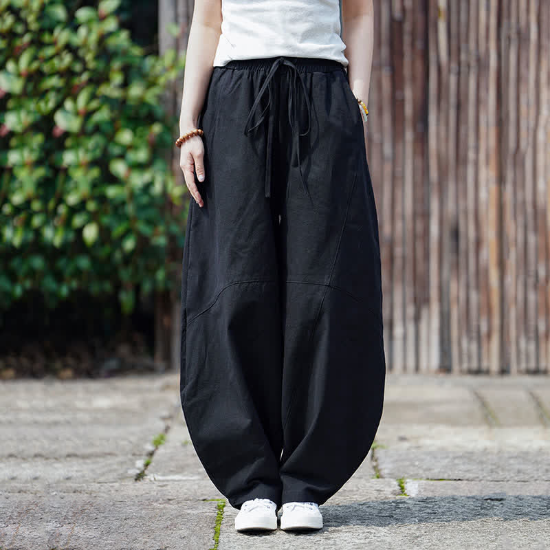 Buddha Stones Lässige, kurze Herren-Haremshose mit Kordelzug und Tasche - Schwarz - US/UK/AU46, EU56 (5XL) - image 11