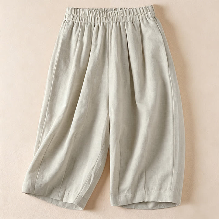 Buddha Stones Lässige, minimalistische Bermuda-Shorts für Damen mit Taschen – ideal für den Sommer - Leinen - US12, UK/AU16, EU44 (3XL) - image 0