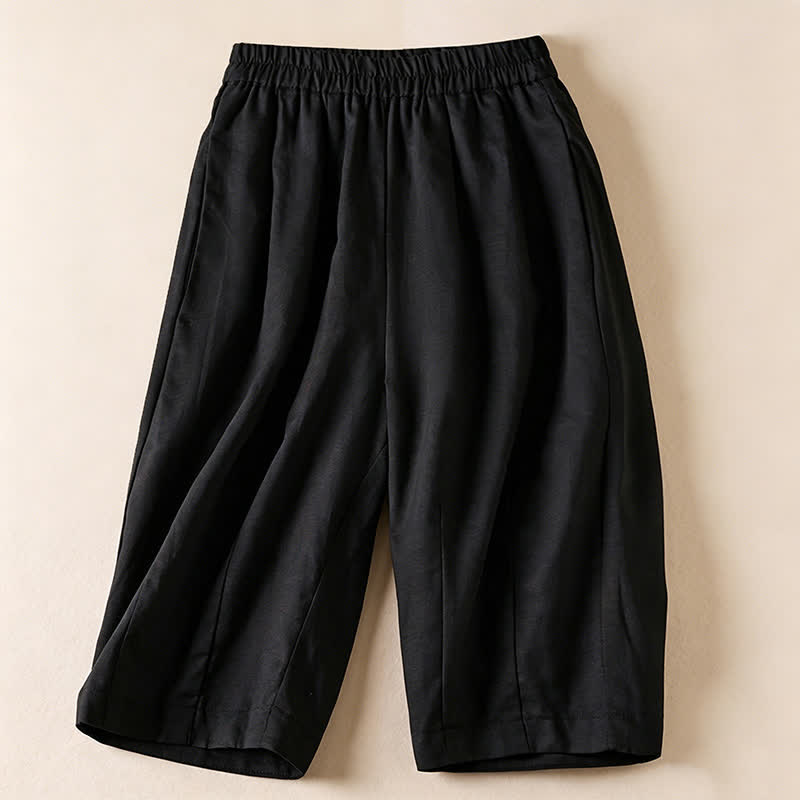 Buddha Stones Lässige, minimalistische Bermuda-Shorts für Damen mit Taschen – ideal für den Sommer - Schwarz - US12, UK/AU16, EU44 (3XL) - image 6