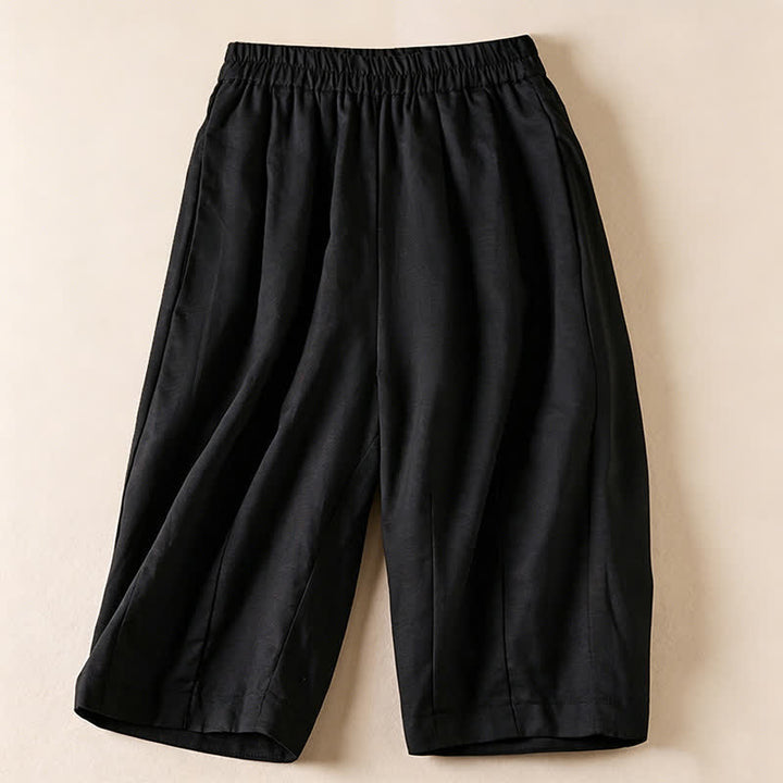 Buddha Stones Lässige, minimalistische Bermuda-Shorts für Damen mit Taschen – ideal für den Sommer - Schwarz - US12, UK/AU16, EU44 (3XL) - image 6
